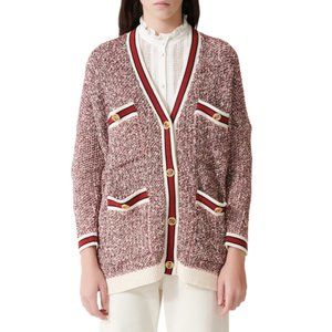 Maje Women Red White V-Neck Oversized Boyfriend Me